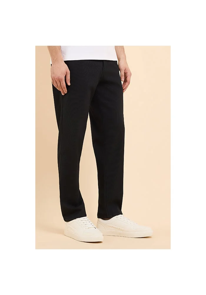 R&b  Solid Tapered Fit Pants with Button Closure for Men | Best Price UAE