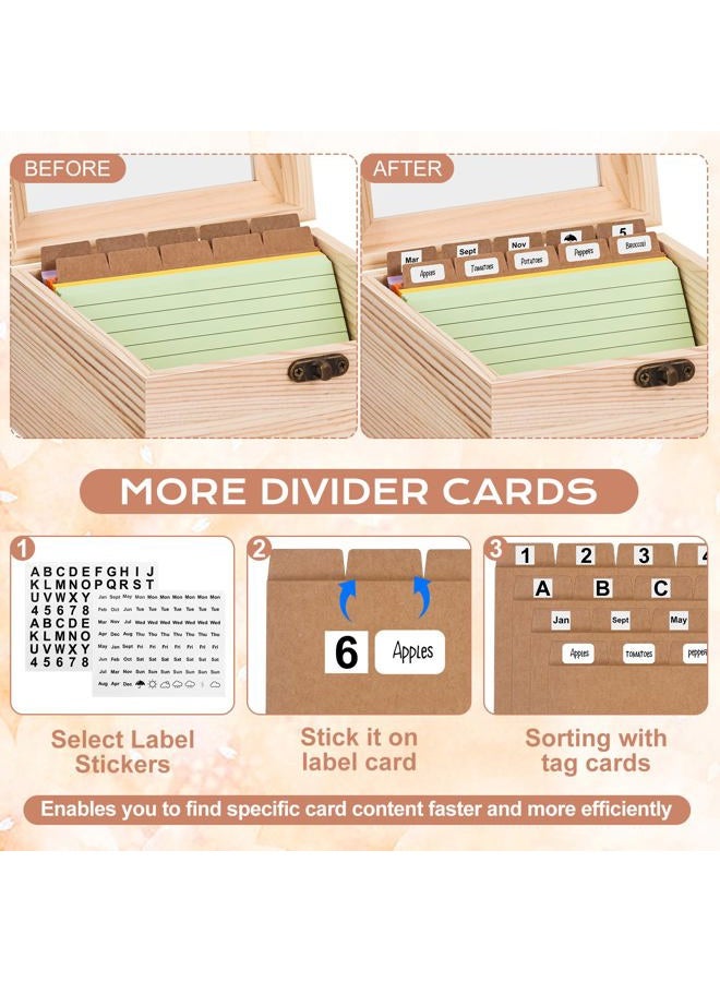 meiqidi ﻿Index Card Holder 3x5, Recipe Cards Case with Clear Lid, Index Card Organizer with 100 Pcs Flash Cards, 30 Dividers, 1 Blank Sticker, 1 Letter Sticker and 1 Weekly Stickers - Image 5