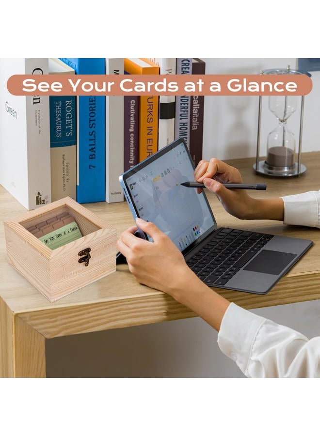 meiqidi ﻿Index Card Holder 3x5, Recipe Cards Case with Clear Lid, Index Card Organizer with 100 Pcs Flash Cards, 30 Dividers, 1 Blank Sticker, 1 Letter Sticker and 1 Weekly Stickers - Image 2