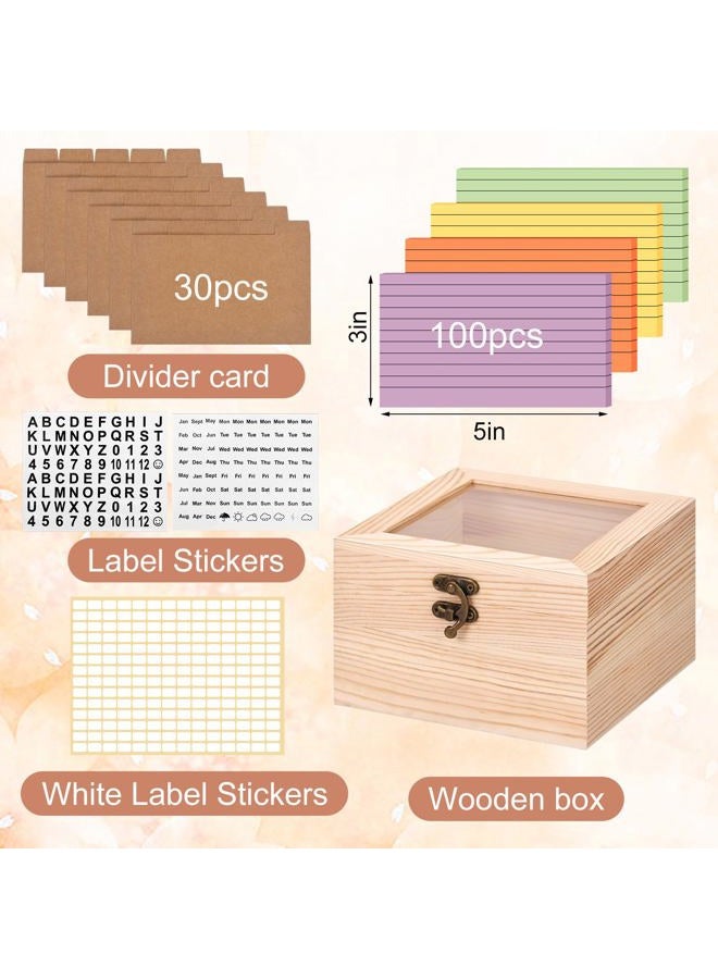 meiqidi ﻿Index Card Holder 3x5, Recipe Cards Case with Clear Lid, Index Card Organizer with 100 Pcs Flash Cards, 30 Dividers, 1 Blank Sticker, 1 Letter Sticker and 1 Weekly Stickers - Image 4
