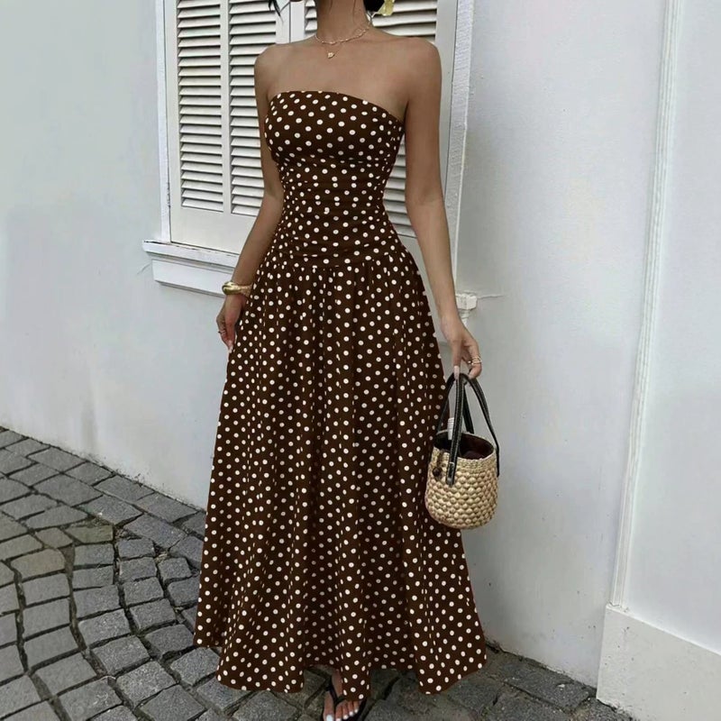 2026 Summer Off-Shoulder Polka Dot Elegant Slimming Dress - Image 4