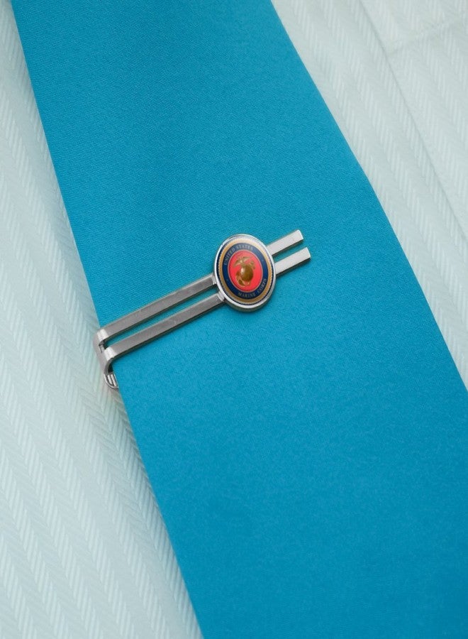 GRAPHICS & MORE Marine Corps USMC Emblem Officially Licensed Round Tie Bar Clip Clasp Tack Silver Color Plated - Image 2