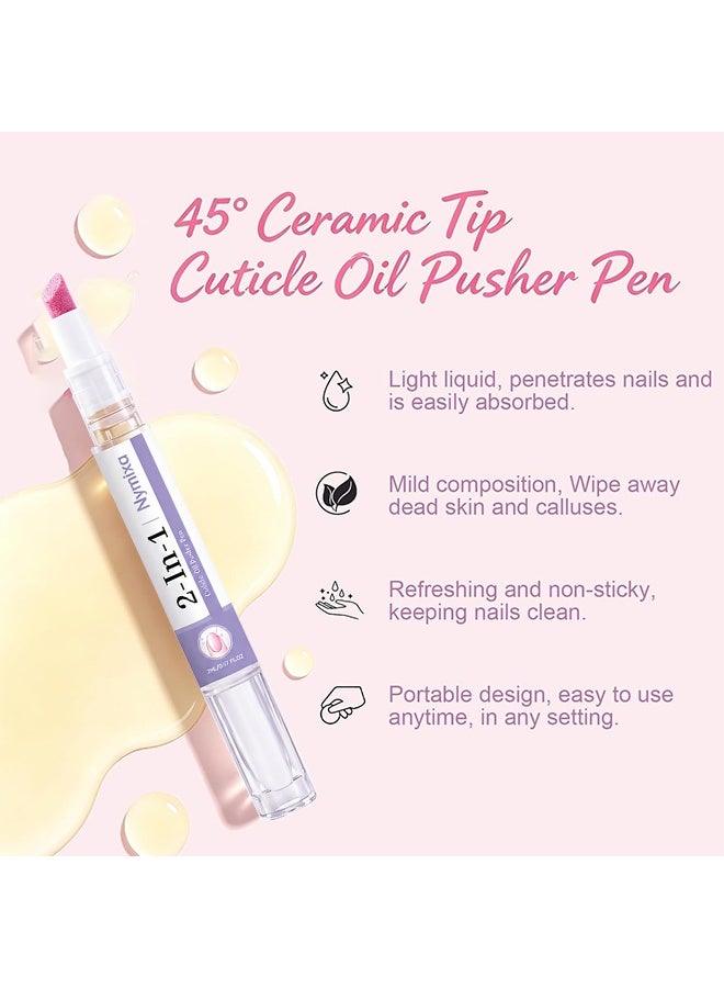 Nymixa 2-In-1 Cuticle Oil Pusher Pen, Ceramic Cuticle Pen, No Leak Travel Size Cuticle Pusher Pen With Oil, Nail Cuticle Remover, Moisturizing And Brightening Instant Keratin Removal Tool For Dry Damaged Nails, Moisturizes & Strengthens Nails - Image 2