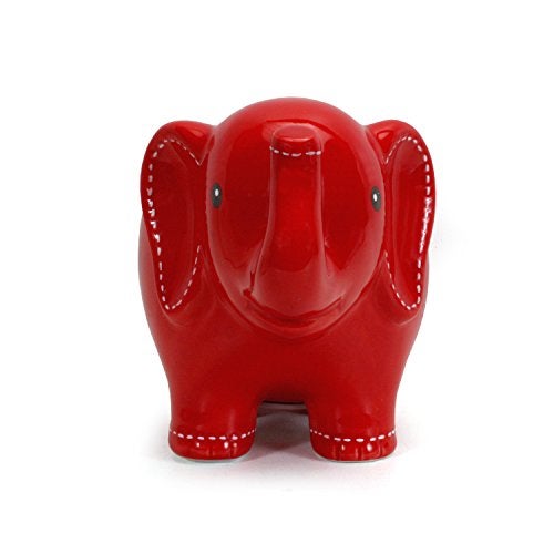 Child to Cherish Ceramic Stitched Elephant Piggy Bank, Red - Image 2