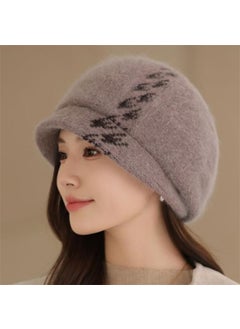 Generic Womens Autumn/Winter Knit Hat With Rabbit Fur Liner Breathable Thickened Warm Korean Style Versatile Duck Tongue Beret Hat Wine red  - Image 5