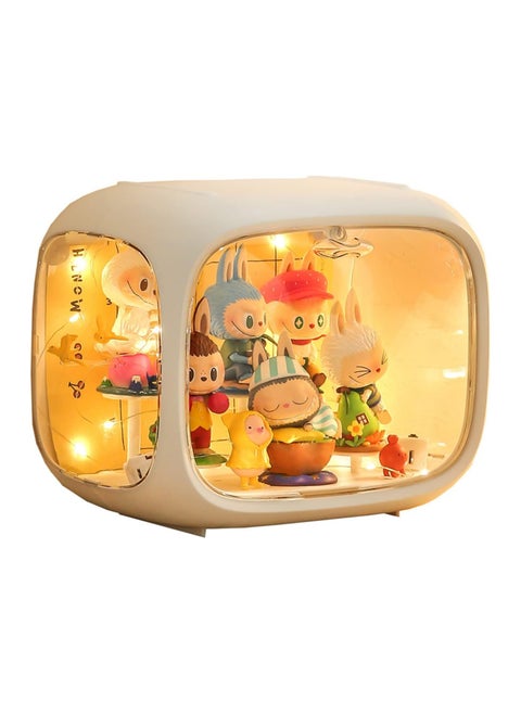 Lighted figure display case Clear acrylic display case with door Dust and moisture resistant Suitable for LEGO collectibles Action figures Pop Mart