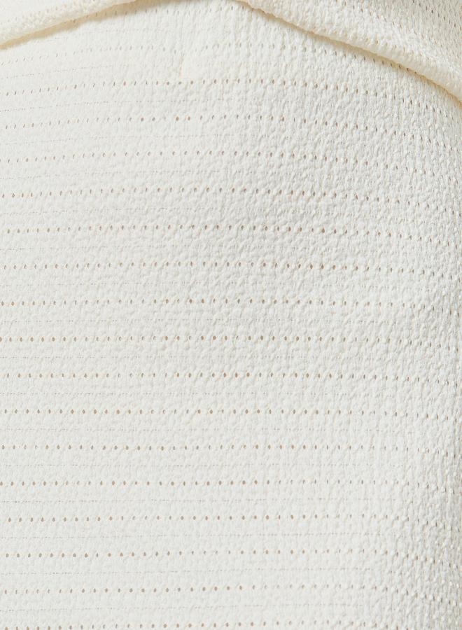 Styli Cream Textured Maxi Column Skirt - Image 3