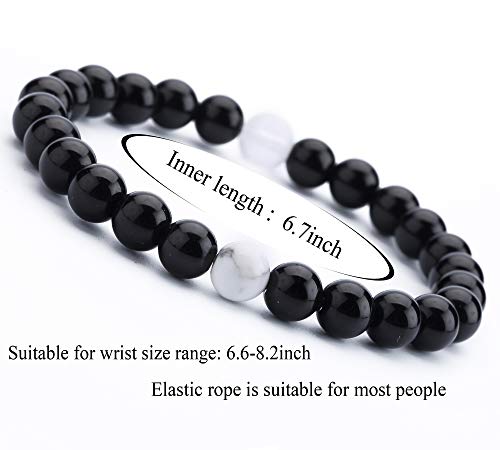 Hamoery Men Women 8mm Tiger Eye Stone Beads Bracelet Elastic Natural Stone Yoga Bracelet Bangle (Set2) - Image 4