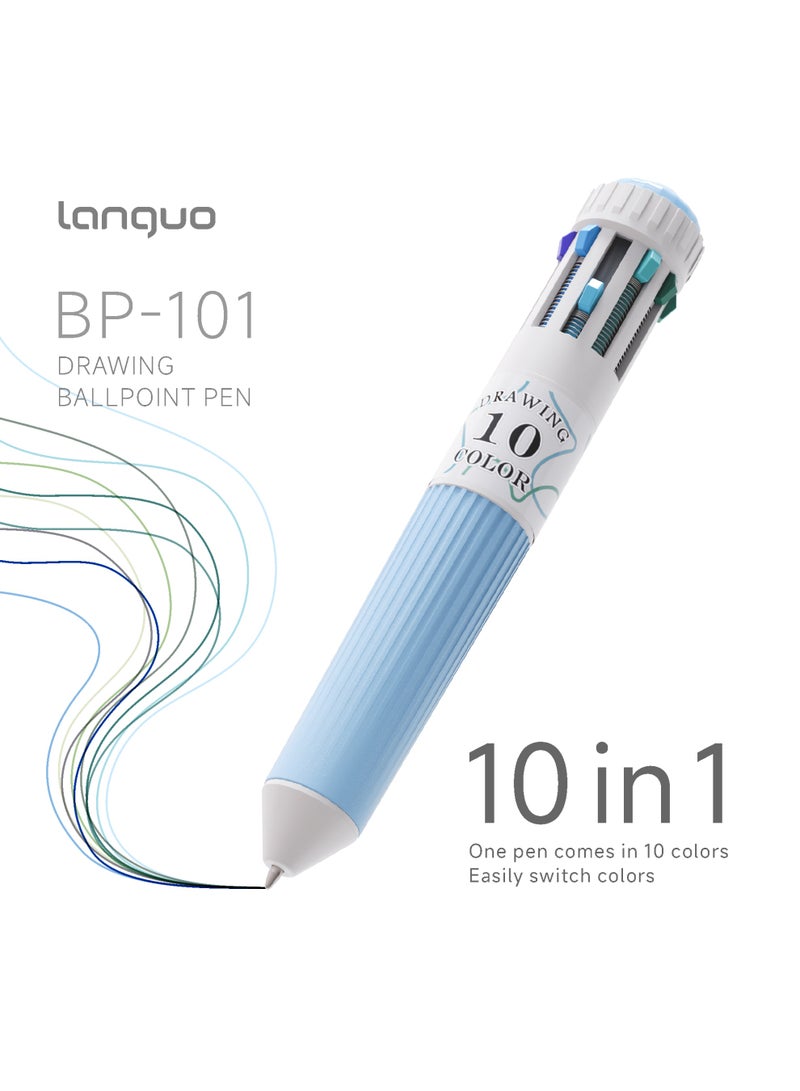 Languo 6 Pcs 10-in-1 Multicolor Ballpoint Pen, 0.8mm Fine Point Retractable Colored Pens Smooth Writing for Drawing Journaling Office School Supplies Stationery Gift for Kids Students - Image 3