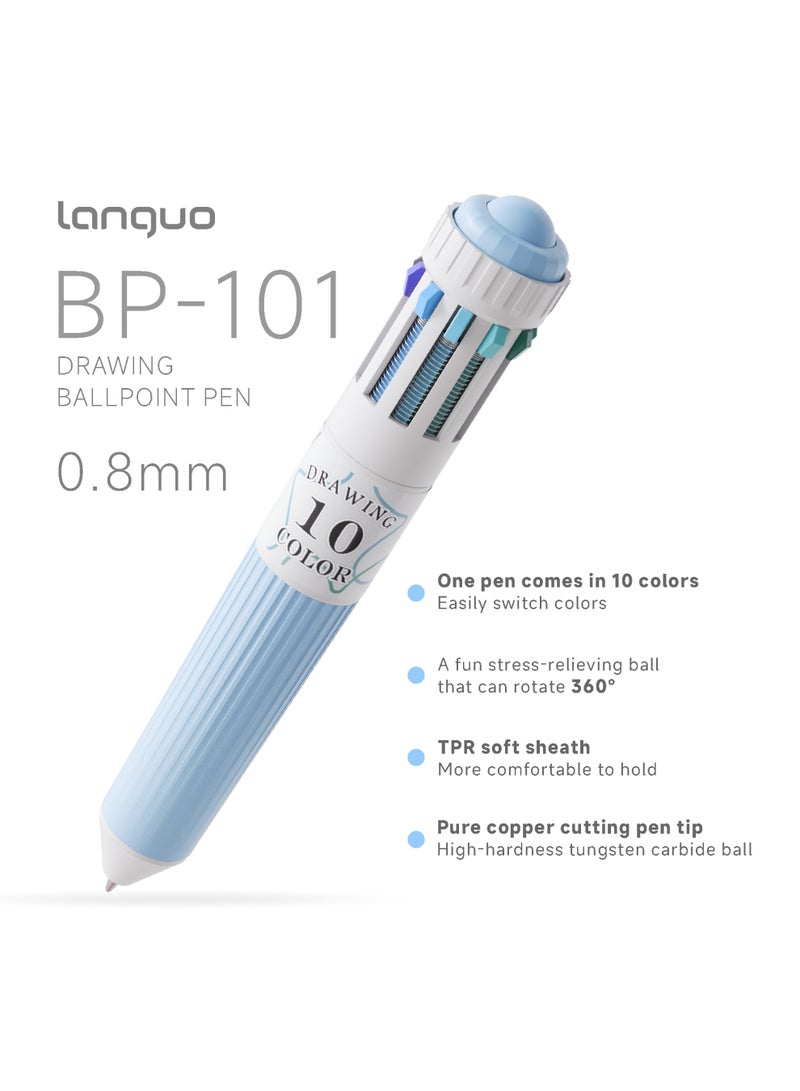 Languo 6 Pcs 10-in-1 Multicolor Ballpoint Pen, 0.8mm Fine Point Retractable Colored Pens Smooth Writing for Drawing Journaling Office School Supplies Stationery Gift for Kids Students - Image 2