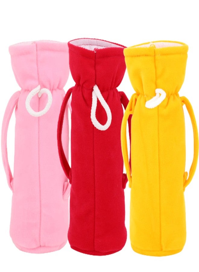 Da Anushi Soft Plush Stretchable Baby Feeding Handle Bottle Cover with Attractive Cartoon Design & Easy to Hold Strap for Newborn Babies, Suitable for 125-250 ML Bottle (Pack of 3) - Image 2
