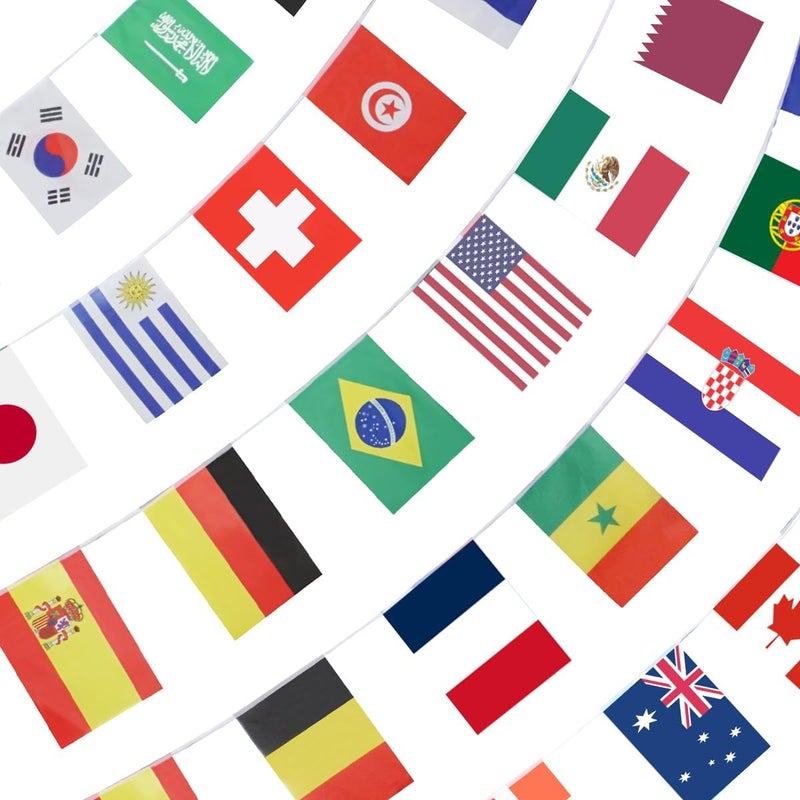 Anley 2026 World Cup 48 Countries String Flag, International Bunting Pennant Banner, Decoration for Grand Opening, Sports Bar, Party Events - 46 Feet 48 Flags - Image 1