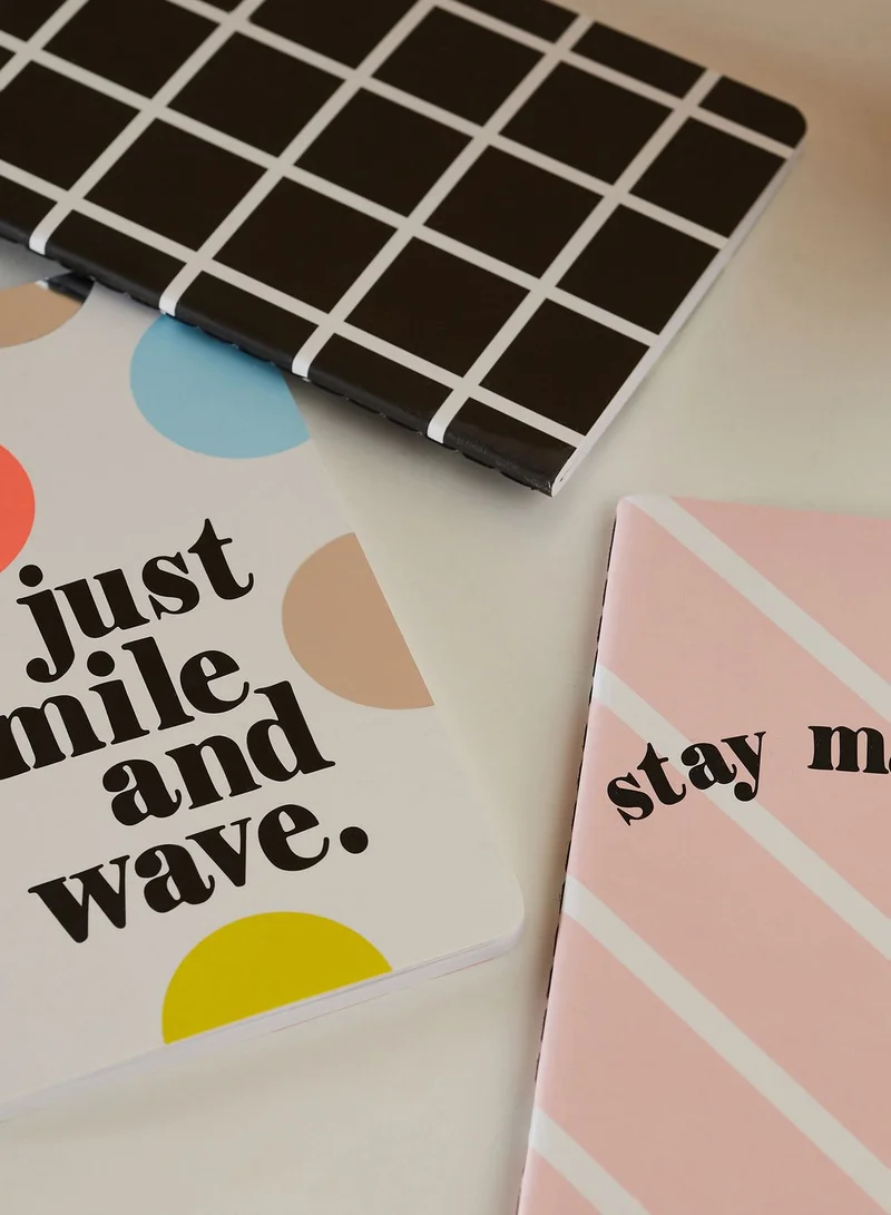Hema Set Of 3 A6 Stitched Print Notebooks