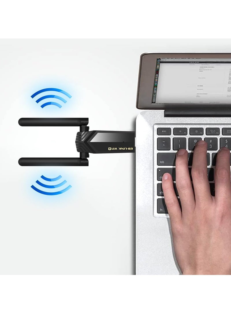 LB-LINK - LB-Link USB WiFi 6 Adapter AX1800 WiFi 6 (802.11ax)| Dual High Gain Antenna Wireless USB 3.0 Auto Driver, MU-MIMO, WPA3 Security, Supports Windows 10/11, - Image 1