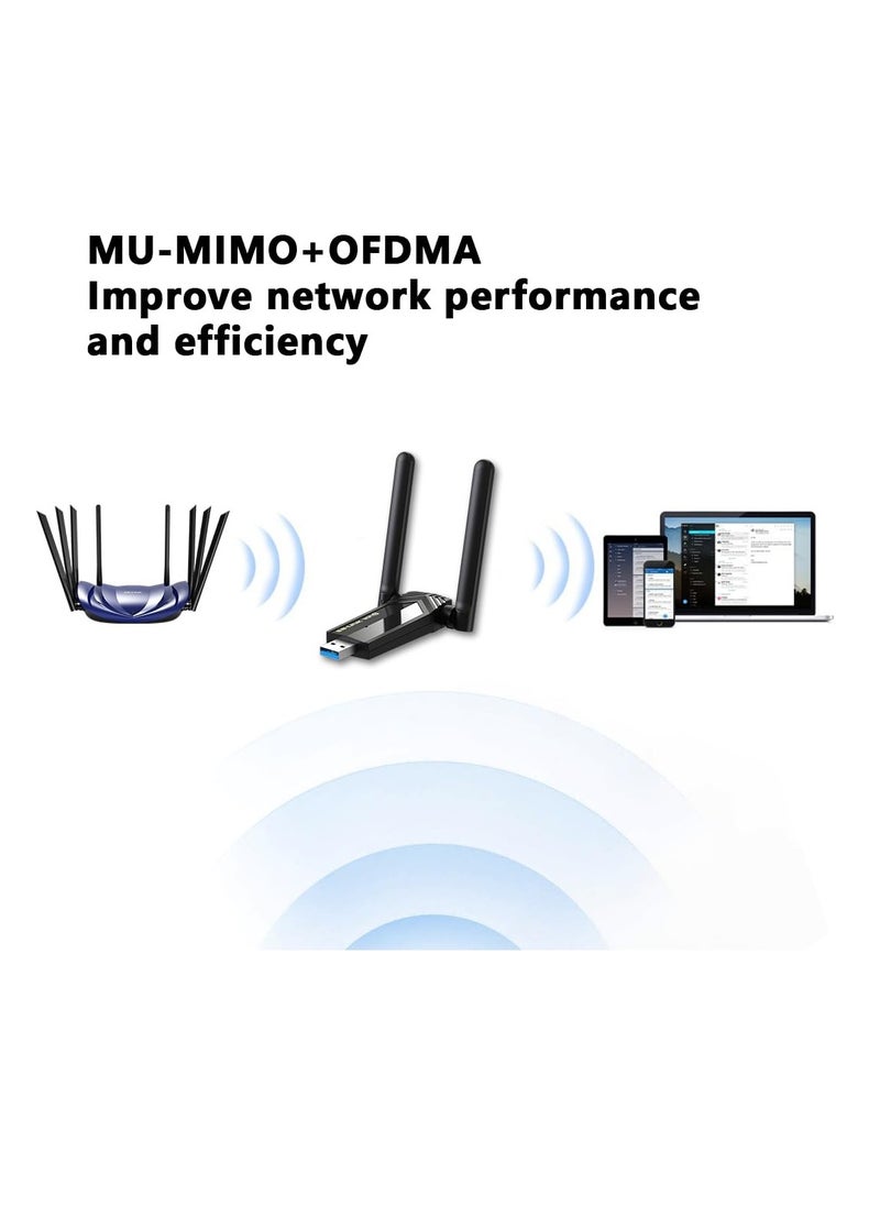 LB-LINK - LB-Link USB WiFi 6 Adapter AX1800 WiFi 6 (802.11ax)| Dual High Gain Antenna Wireless USB 3.0 Auto Driver, MU-MIMO, WPA3 Security, Supports Windows 10/11, - Image 1