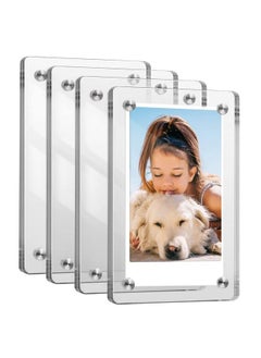 Fintie [4 Pack] Acrylic Magnetic Photo Frame For 3Inch Film Double Sided Fridge Picture Frame For Fujifilm Instax Mini 11 12 Evo 40 Mini Link 2 Printer Film Polaroid Instant Film Clear  - Image 1