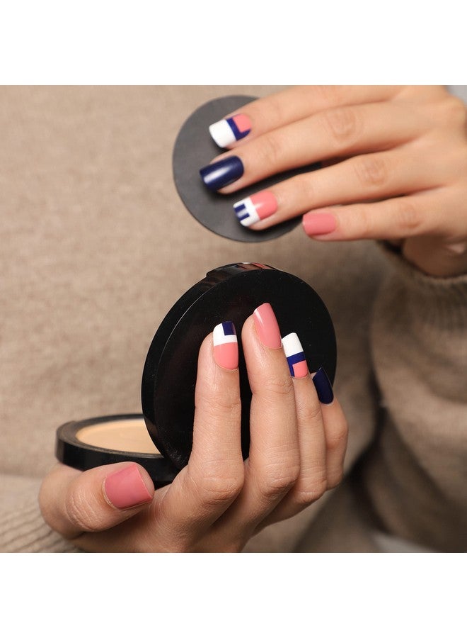 ليك 30 قطعة من أظافر صناعية قابلة لإعادة الاستخدام باللون الأزرق الداكن والوردي، أظافر صناعية، أظافر فرنسية، مجموعة تمديد الأظافر، مجموعة فن الأظافر، أظافر صناعية (لا حاجة إلى غراء) - Image 2