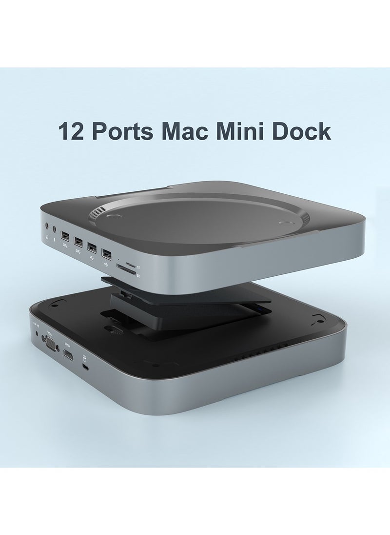 Rocketek 2-in-1 Docking Station with Hard Drive Enclosure, Compatible with Apple Mac Mini Base Expansion Dock Hub, Built-in 2.5-Inch SATA Interface, Supports 2TB, HDMI/VGA 4K@30Hz, USB 3.0/2.0 Ports, TF/SD Slots, Mic/Headphone Jack  - Image 3