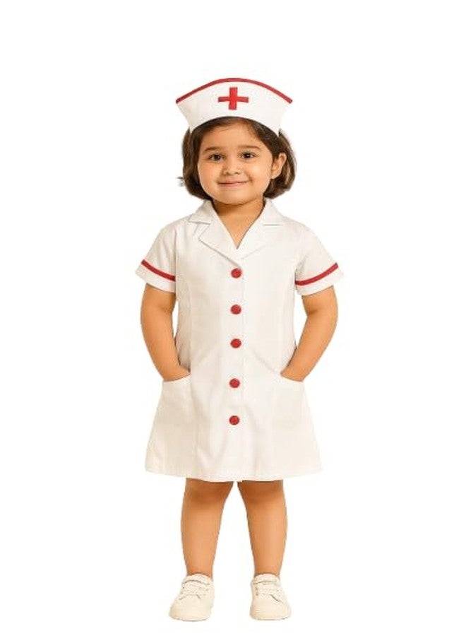 Nic Kids Nurse Community Helper Costume For Kids Girls | Nurse Fancy Dress Competition Costume (3-4 Years) - Image 1
