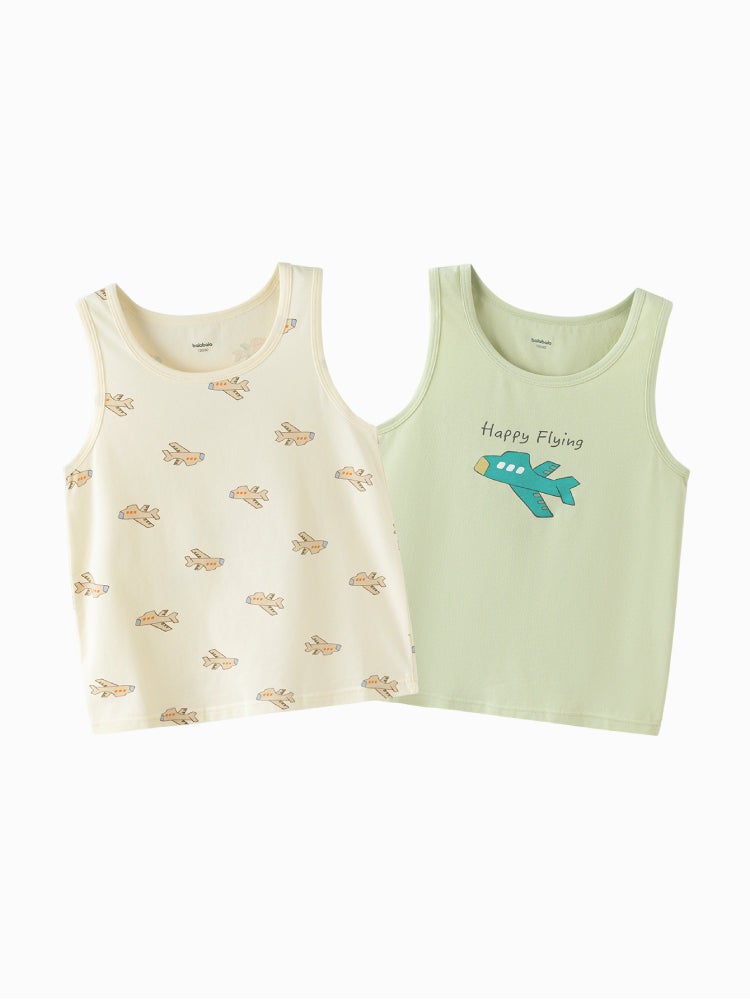 بالابالا طقم فانيلات قطنية بدون أكمام من قطعتين للأولاد - Image 1