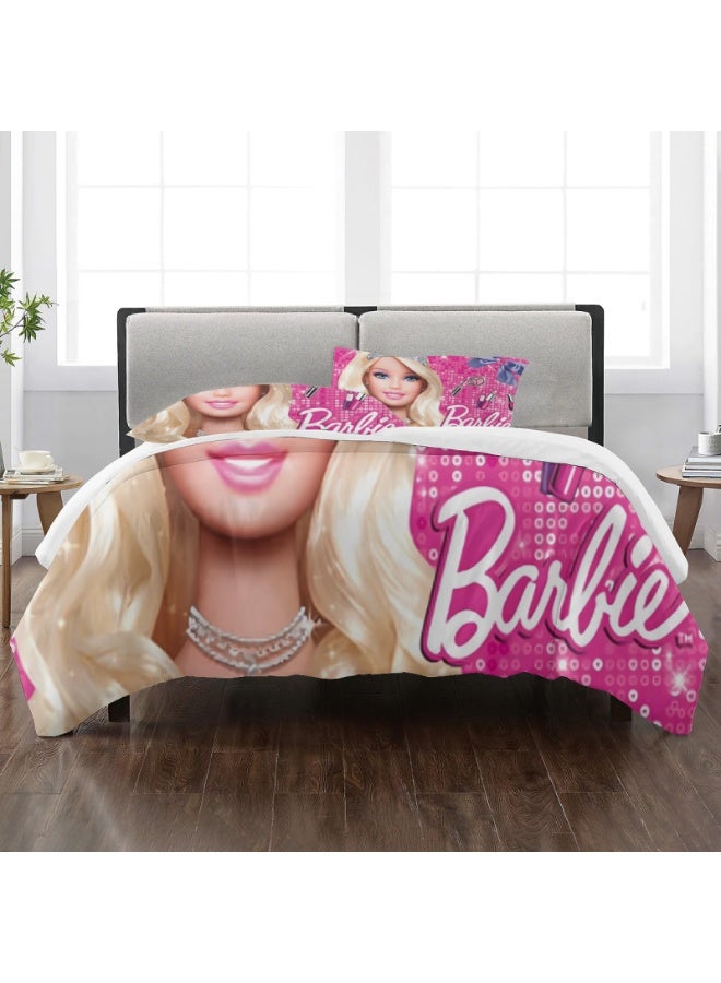 Cartoon Barbie Princess three-piece bedding set, including a bedspread and two pillowcases (bedspread size 150 cm x 200 cm) - Image 3