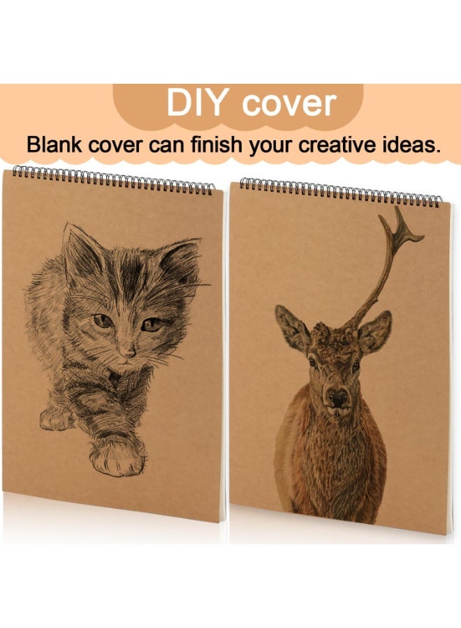 2 Pack A4 Sketchbook for Drawing, Spiral Bound Sketch Pad with Kraft Hardcover, 60 Pages (30 Sheets) per Book, Blank Acid-Free Paper for Sketching, Doodling & Mixed Media - Image 2