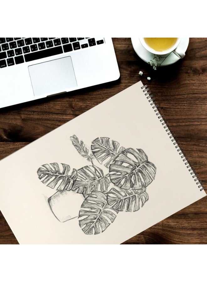 2 Pack A4 Sketchbook for Drawing, Spiral Bound Sketch Pad with Kraft Hardcover, 60 Pages (30 Sheets) per Book, Blank Acid-Free Paper for Sketching, Doodling & Mixed Media - Image 4