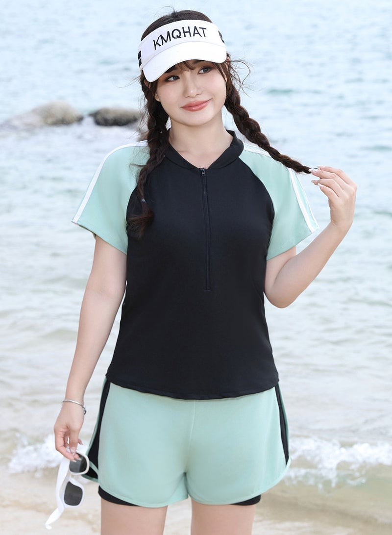 Skin Need Modest Two-Piece Sports Swimsuit for Women – Tummy Control, Plus Size, Slimming Design, Ideal for Students & Hot Springs - Image 3