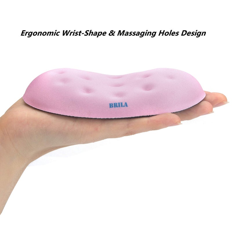 BRILA Ergonomic Memory Foam Mouse Wrist Rest Support Pad Cushion for Computer, Laptop, Office Work, PC Gaming - Massage Holes Design - Wrist Pain Relief (Pink Mouse Wrist Rest) - Image 4