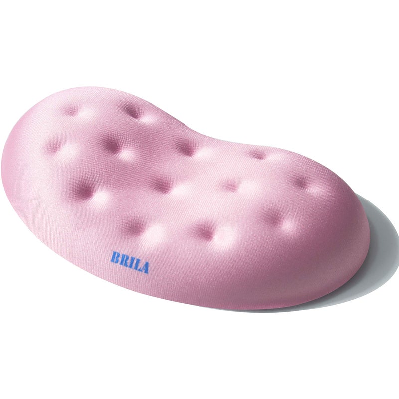 BRILA Ergonomic Memory Foam Mouse Wrist Rest Support Pad Cushion for Computer, Laptop, Office Work, PC Gaming - Massage Holes Design - Wrist Pain Relief (Pink Mouse Wrist Rest) - Image 1