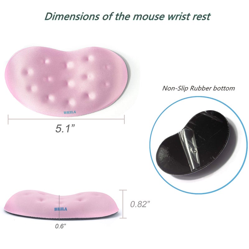 BRILA Ergonomic Memory Foam Mouse Wrist Rest Support Pad Cushion for Computer, Laptop, Office Work, PC Gaming - Massage Holes Design - Wrist Pain Relief (Pink Mouse Wrist Rest) - Image 3