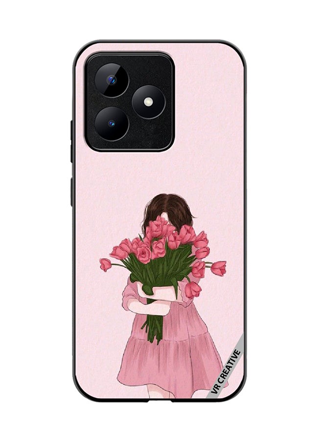 VR CREATIVE Protective Case Cover For Realme C53 Girl Hugging Bouquet Design Multicolour - Image 1