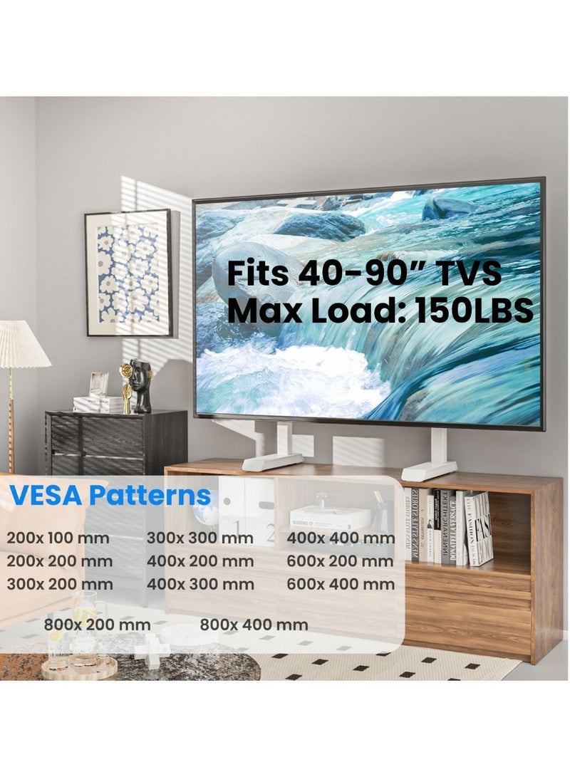 Rfiver Tabletop TV Stand Steel TV Legs for 55 to 90 Inch Flat or Curved Screen TVs, Height Adjustable TV Stand Base, Center TV Stand Hold Up to 150lbs, Max VESA 800 x 400mm, White | UT7001WHT - Image 3