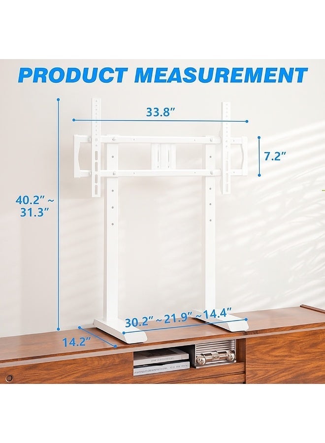 Rfiver Tabletop TV Stand Steel TV Legs for 55 to 90 Inch Flat or Curved Screen TVs, Height Adjustable TV Stand Base, Center TV Stand Hold Up to 150lbs, Max VESA 800 x 400mm, White | UT7001WHT - Image 2