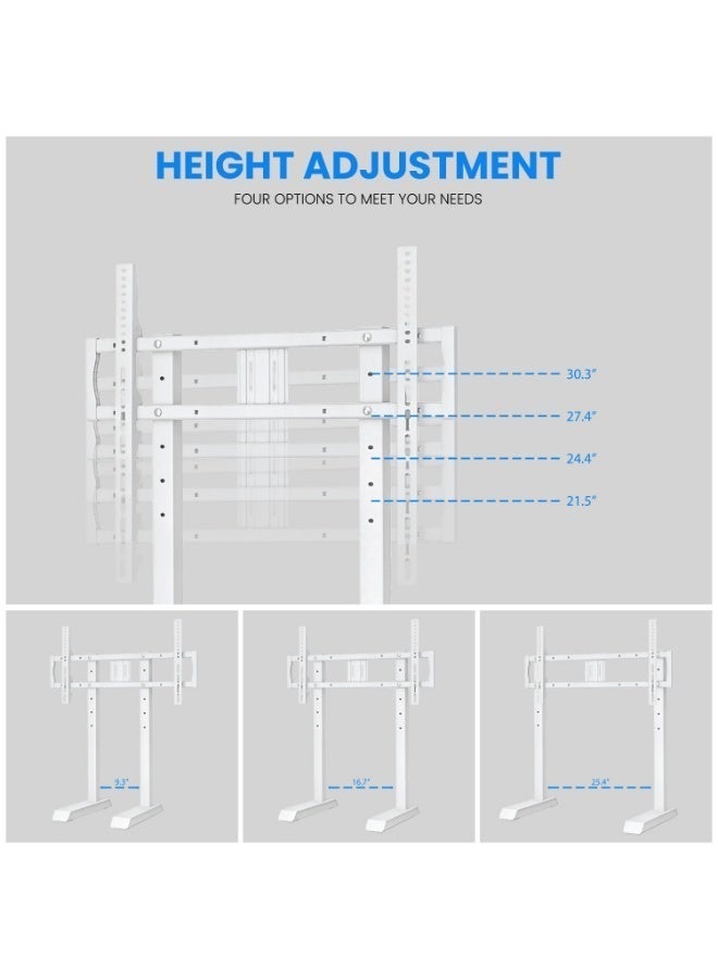 Rfiver Tabletop TV Stand Steel TV Legs for 55 to 90 Inch Flat or Curved Screen TVs, Height Adjustable TV Stand Base, Center TV Stand Hold Up to 150lbs, Max VESA 800 x 400mm, White | UT7001WHT - Image 4