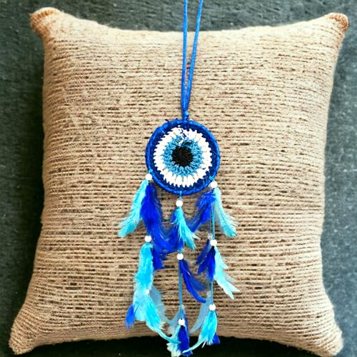 WARMINGO DE Evil Eye Dream Catcher for Car & Home | Evil Eye Hanging | Car Hanging for Good Luck & Prosperity | Bad Energy Protector | Car Evil Eye - Image 1