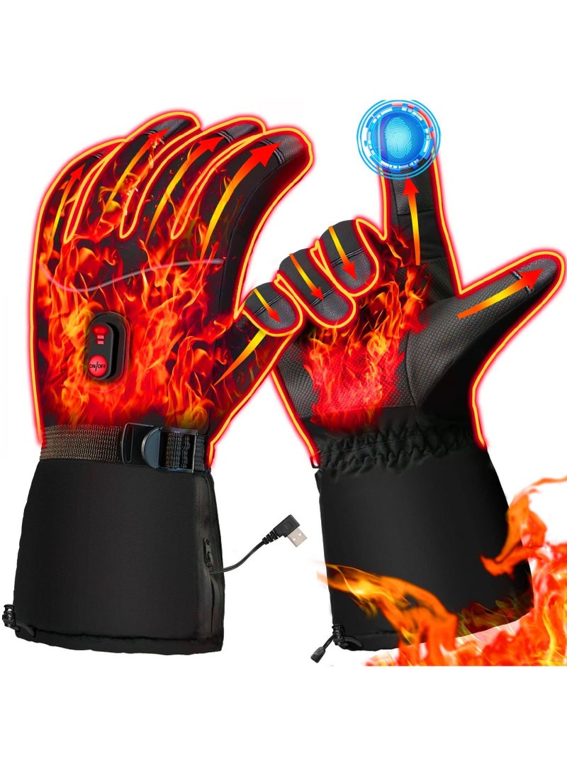 SYOSI Heated Gloves, Electric Heated Gloves Camping Hand Warmers Winter Warm Touchscreen Gloves for Men Women - Waterproof Gloves Windproof Glove for Outdoor Cycling Skiing Hiking Working - Image 1