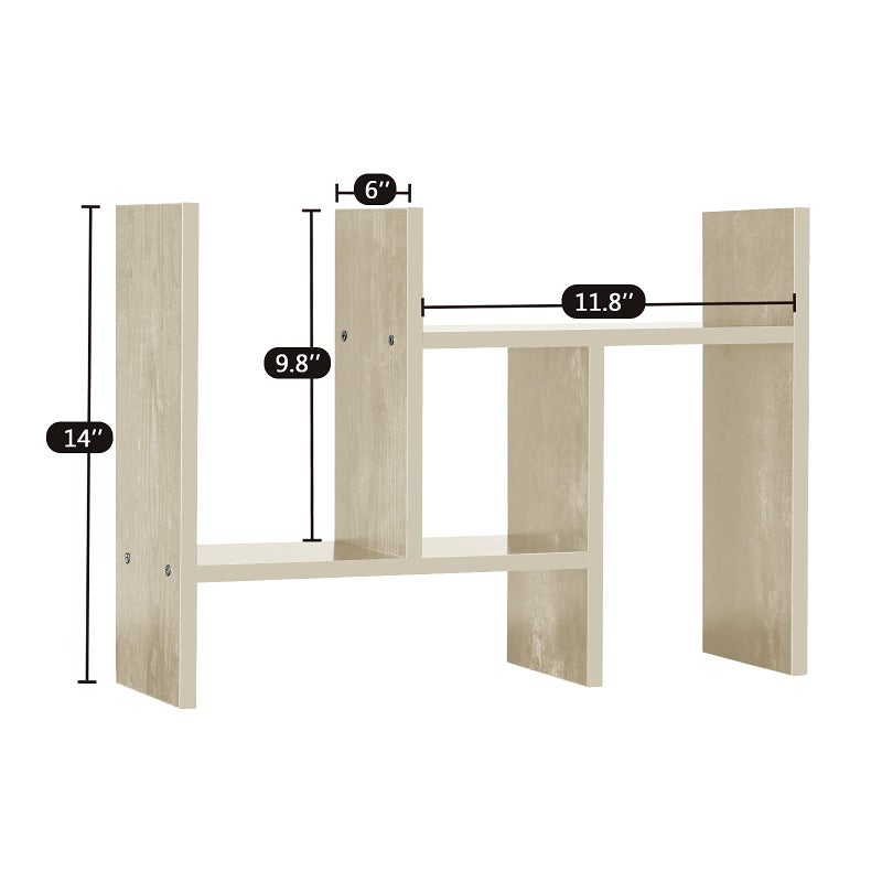J.M.Deco Desktop Organizers and Storage for Office, Adjustable Desk Organizer Shelf Double H Display, True Natural Stand Shelf, Desktop Organizer White Wood Tone - Image 2