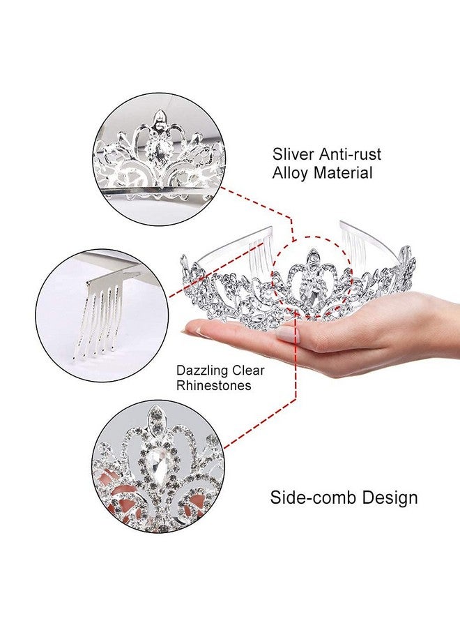 Didder Silver Crystal Tiara Crown Headband Princess Elegant Crown With Combs For Women Girls Bridal Wedding Prom Birthday Party - Image 3