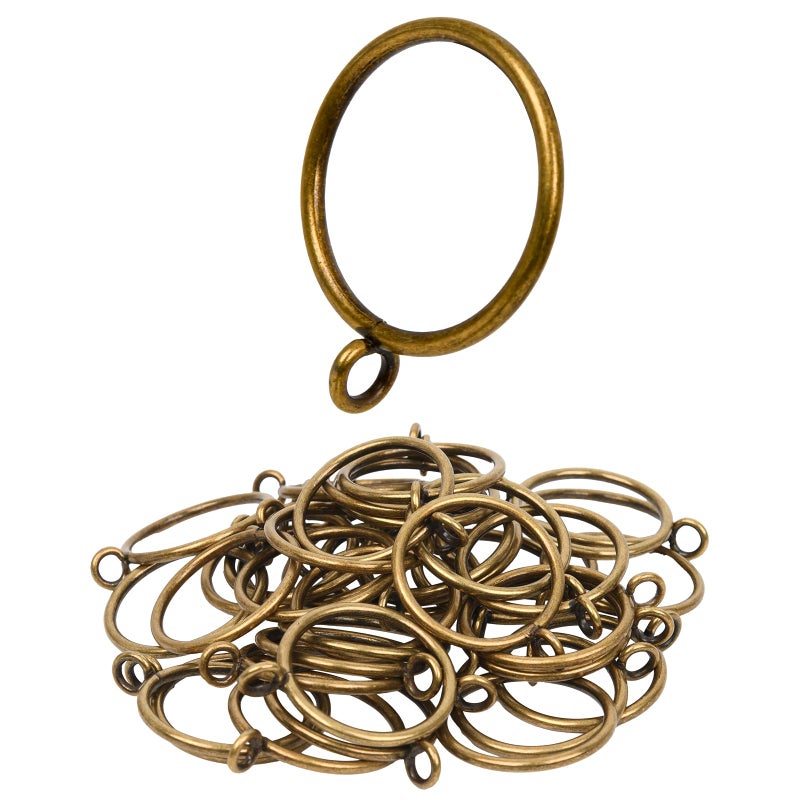 Manysky Curtain Rings with Eyelets, 48 Pack Metal Drapery Rings for Pinch Pleat Curtains Panels, Drape Rings Fits Up to 1.2 in Curtains Rod, 1.5 Inch I D Antique Bronze - Image 1