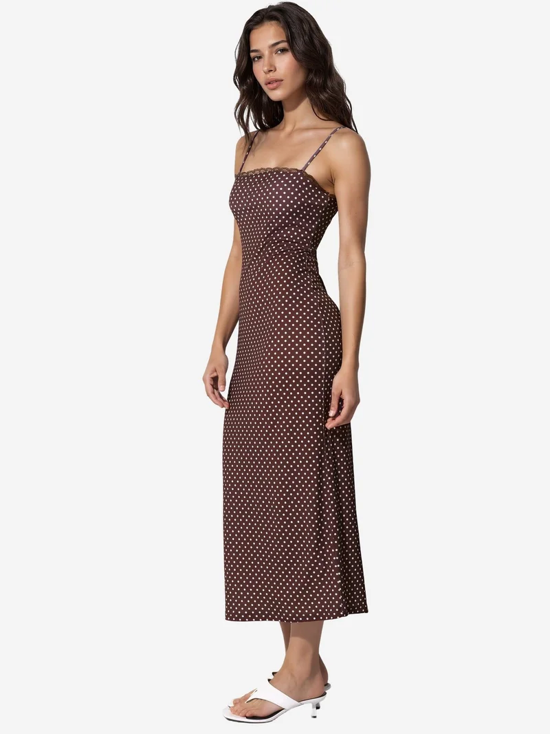 هيكاب Lace Detailed Polka Dot Sandy Midi Dress