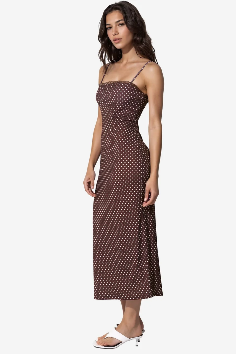 هيكاب Lace Detailed Polka Dot Sandy Midi Dress