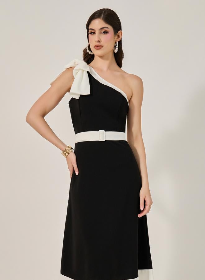 ستايلي فستان بحزام غير متماثل - Image 3