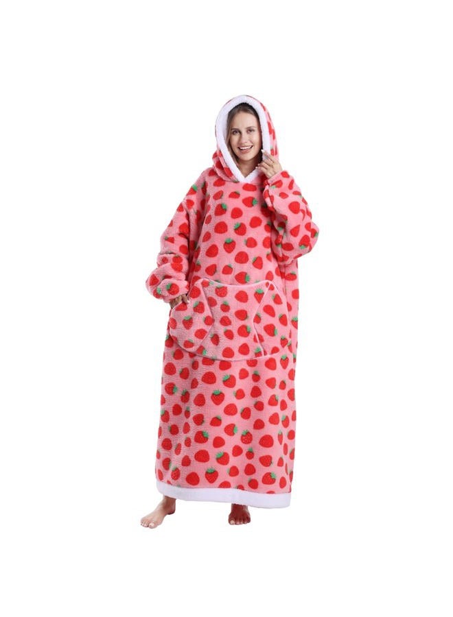 Capecage Cozy Wearable Blanket Hoodie - Ultra Soft Hooded Blanket Hoodie for Women & Men | Oversized Lounge Hoodie (Strawberry) - Image 1