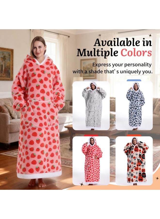 Capecage Cozy Wearable Blanket Hoodie - Ultra Soft Hooded Blanket Hoodie for Women & Men | Oversized Lounge Hoodie (Strawberry) - Image 5