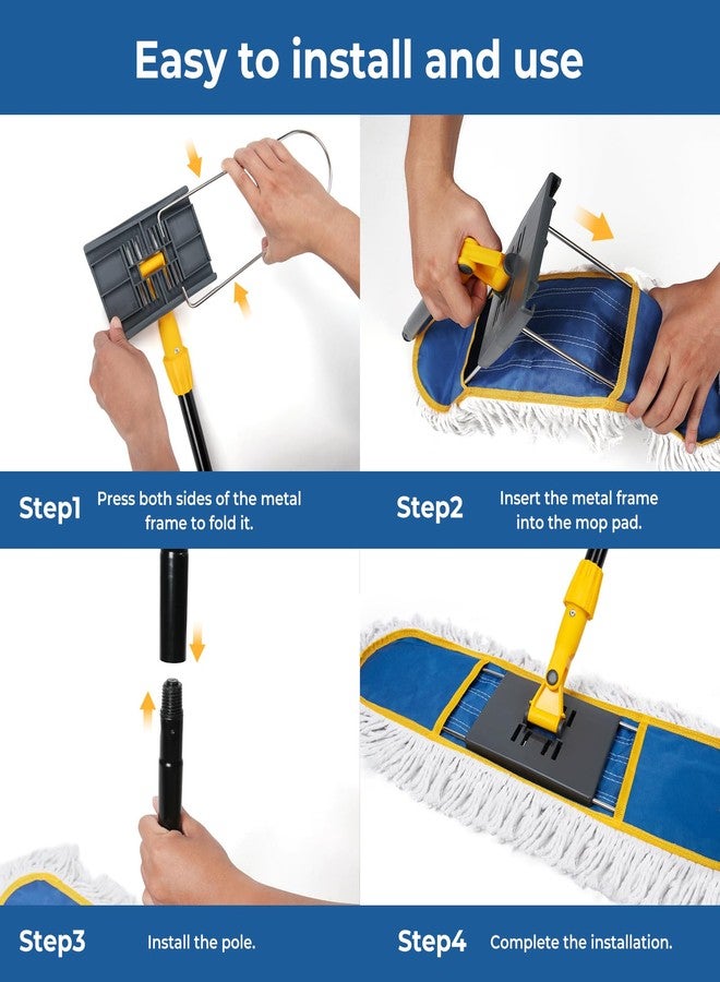 TrueYee 24" Heavy Duty Dust Mop for Hardwood Floors and Large Areas - with 2 Microfiber Pads, Wet and Dry Mop for Daily Cleaning in Homes, Garages and Commercial Spaces - Image 4