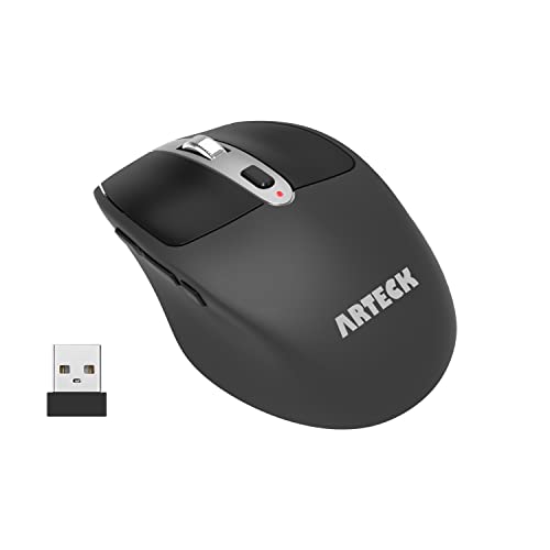 Arteck Wireless Mouse, 2.4G USB Wireless Ergonomic Optical Mouse, with Nano USB Receiver Silent Clicking Side Switch Buttons for Computer/Desktop/PC/Laptop and Windows 11/10 Rechargeable Battery - Image 1