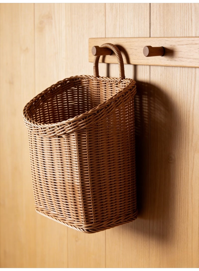 Rattan-style hanging storage basket, kitchen utensil hanging basket, small indoor wall decoration basket, portable small flower basket - Image 5
