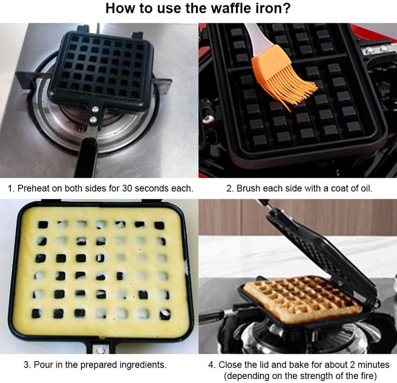 RBGIIT Waffle Maker Machine With Comfortable Handle For Kitchen Gas Stove Non Stick Waffle Maker Pan Press Plate Cooking Baking Tool with Long Handle_1 - Image 3