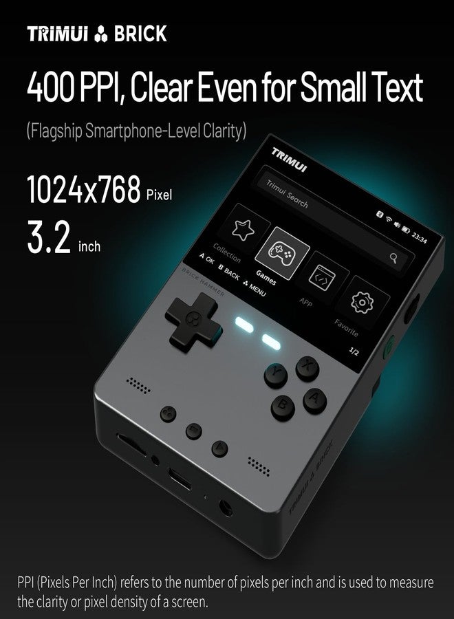 AMPOWN TRIMUI Brick Hammer Retro Handheld Game Console Portable Video Game Console Silver - Image 4
